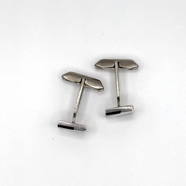 Onyx Band Sterling Silver Cufflinks