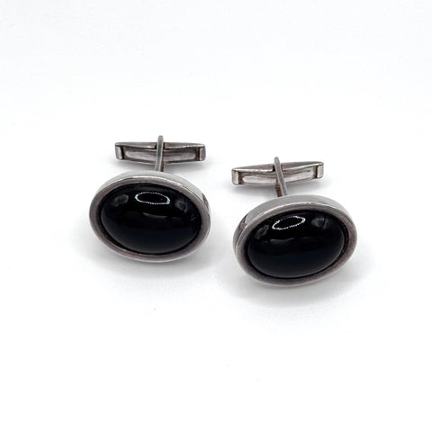 Black Onyx Silver Cufflinks