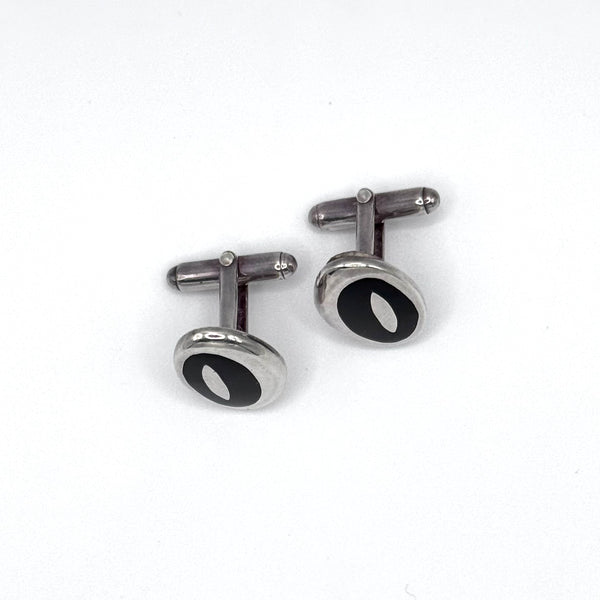 Onyx Eye Sterling Silver Cufflinks