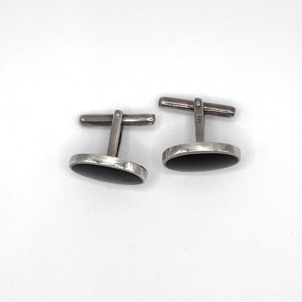 Black Onyx Silver Cufflinks