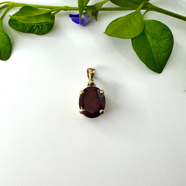 9ct Gold Garnet Pendant