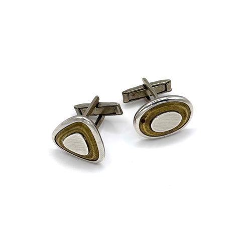 Sterling Silver and Brass Cufflinks