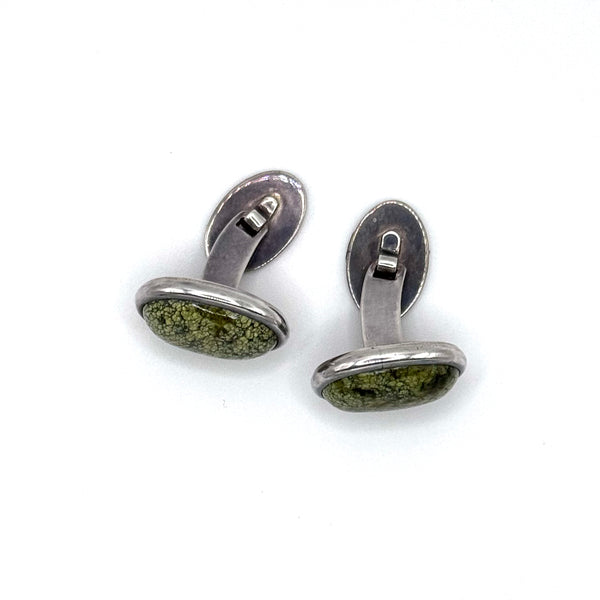 Green Stone Silver Cufflinks