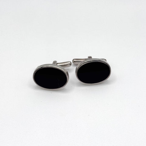 Black Onyx Silver Cufflinks