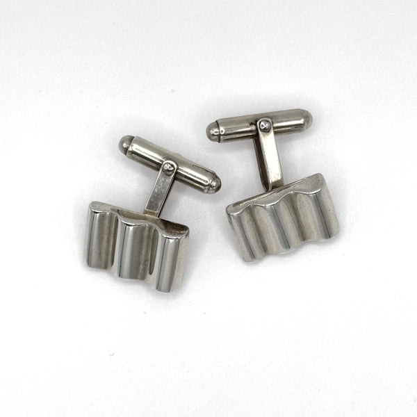 Sterling Silver Ridged Cufflinks