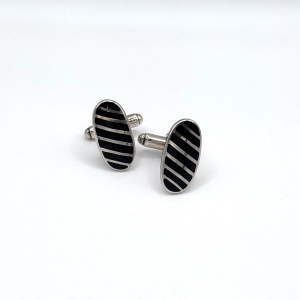 Onyx Stripes Sterling Silver Cufflinks