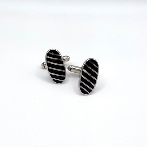 Onyx Stripes Sterling Silver Cufflinks