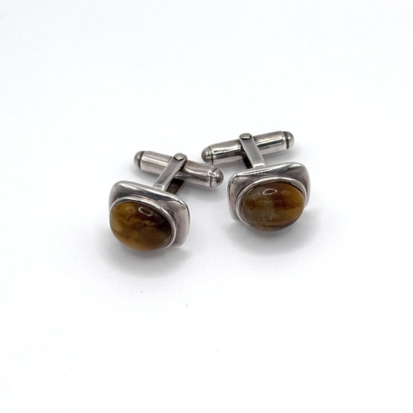 Tiger’s Eye Silver Cufflinks