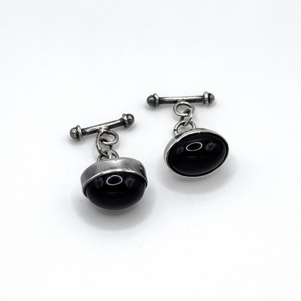 Black Onyx Silver Cufflinks