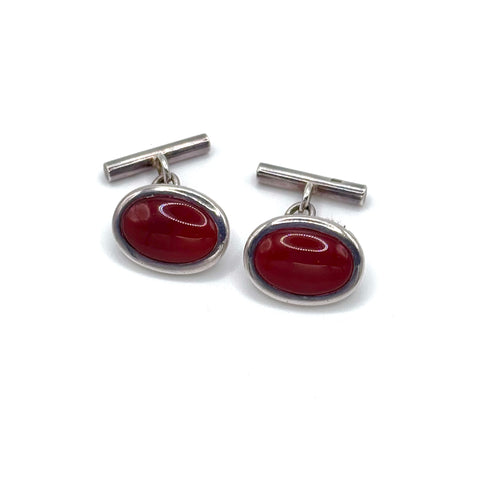 Agate Silver Cufflinks