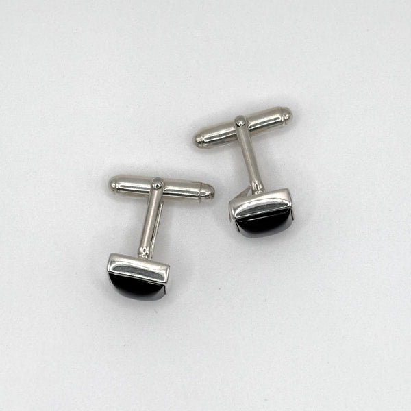 Square Black Onyx Silver Cufflinks