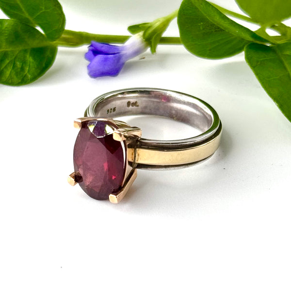 Garnet Gold and Silver Ring