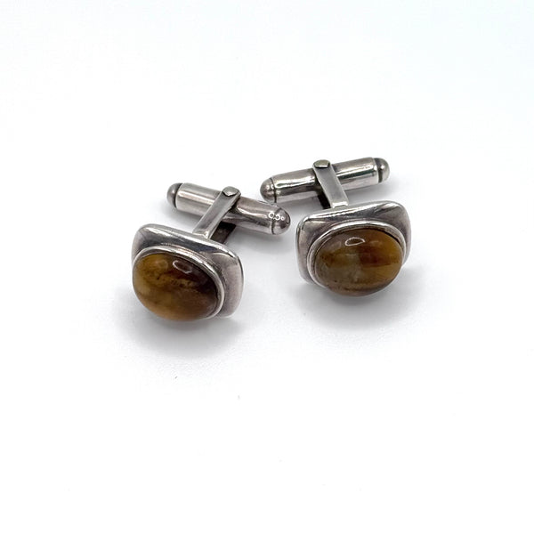 Tiger’s Eye Silver Cufflinks