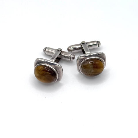 Tiger’s Eye Silver Cufflinks