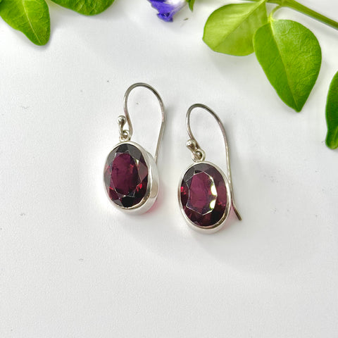 Large Oval Garnet Drop Earrings