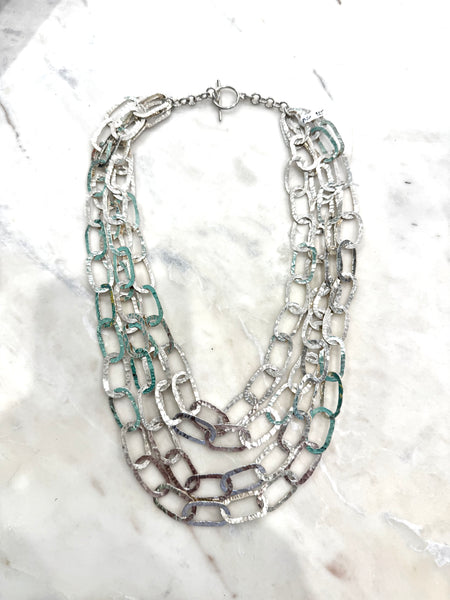 Hammered Silver Link Necklace - Taxco, Mexico