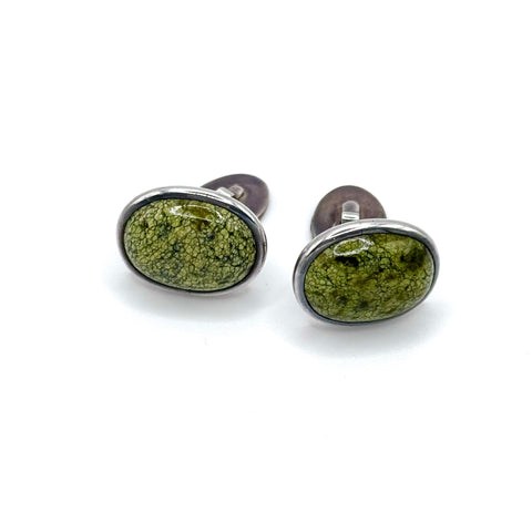 Green Stone Silver Cufflinks