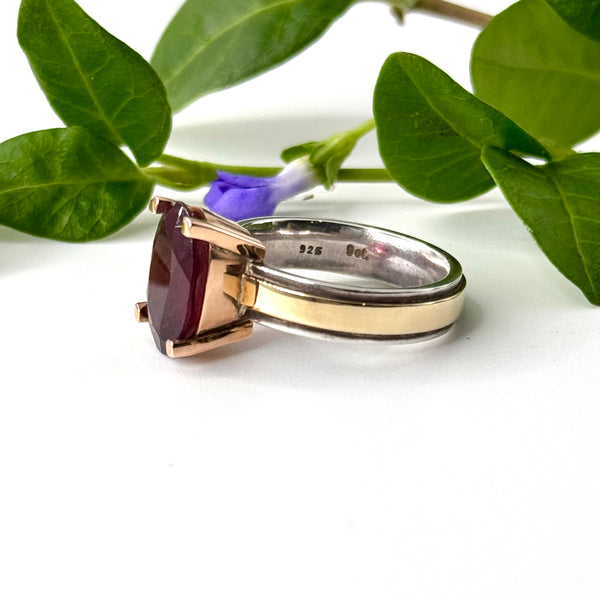 Garnet Gold and Silver Ring