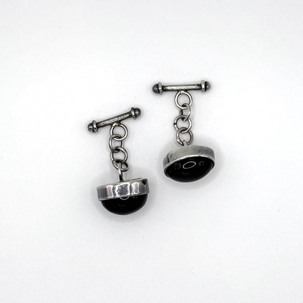 Black Onyx Silver Cufflinks