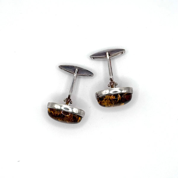 Amber Silver Cufflinks