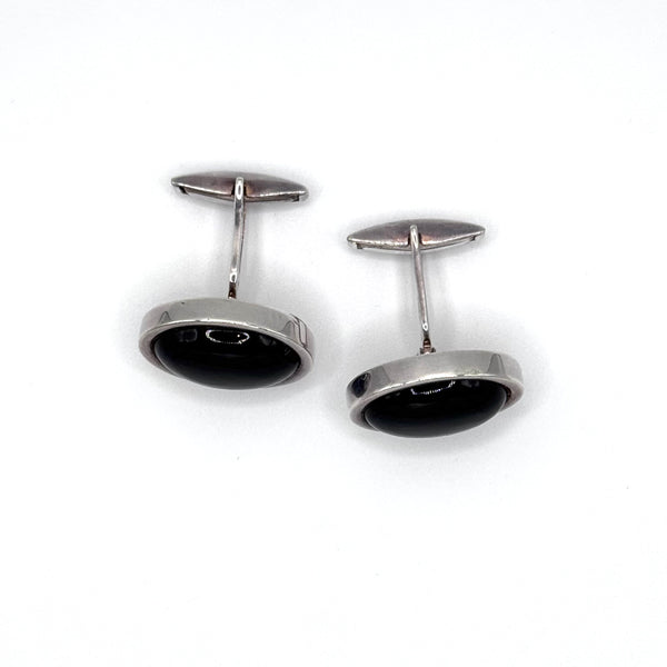 Black Onyx Silver Cufflinks