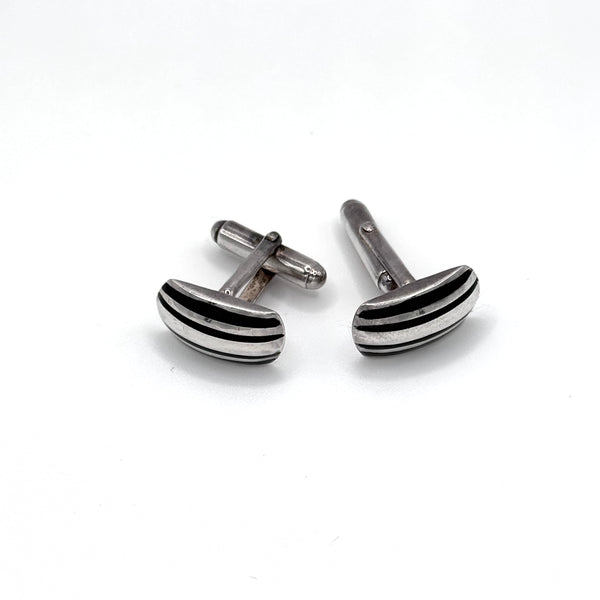 Onyx Banded Sterling Silver Cufflinks