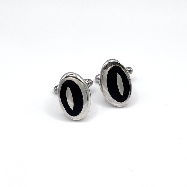 Onyx Eye Sterling Silver Cufflinks