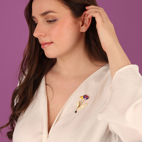 Taratata Gold Flower Brooch - Crocus